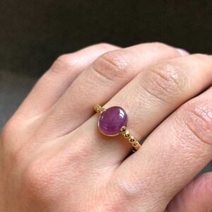 Rubin Ring in Gold, Natürlicher Rubin, Oval Ring, Vergoldete Ring, Vintage Ring, Juli Geburtsstein, Jubiläumsgeschenk, 3 Karat Ring, Vermeil Ring Bild 7