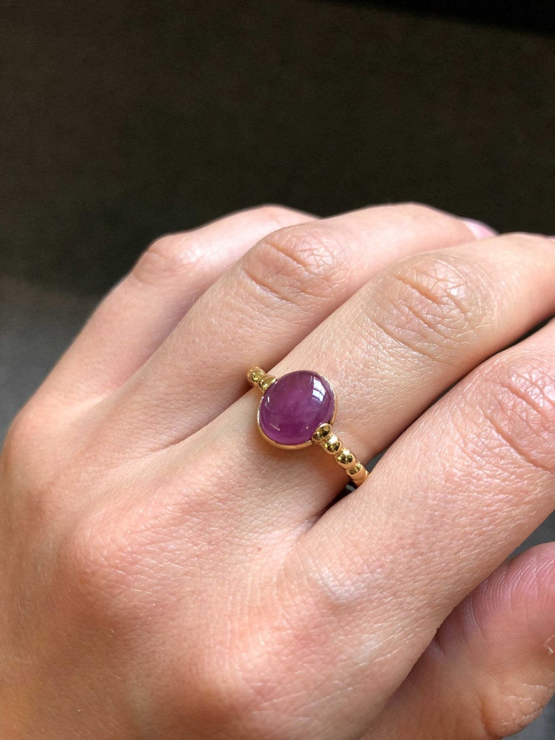 Rubin Ring in Gold, Natürlicher Rubin, Oval Ring, Vergoldete Ring, Vintage Ring, Juli Geburtsstein, Jubiläumsgeschenk, 3 Karat Ring, Vermeil Ring Bild 7
