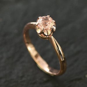 Gold Morganite Ring, Rose Gold Ring, Created Morganite, Pink Diamond Ring, Gold Promise Ring, Engagement Ring, Proposal Ring, Solitaire Ring