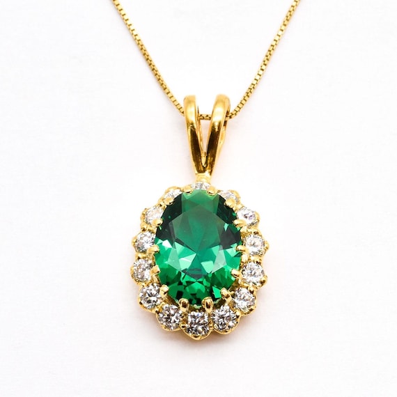 Buy Gold Emerald Pendant, Created Emerald, Princess Dianna