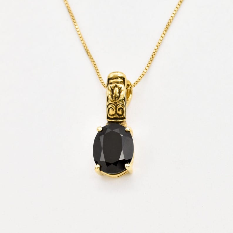 Pingente de ônix dourado, ônix antigo, colar oval preto, pingente delicado preto, pingente delicado preto, colar da força, pingente em banho de ouro imagem 1