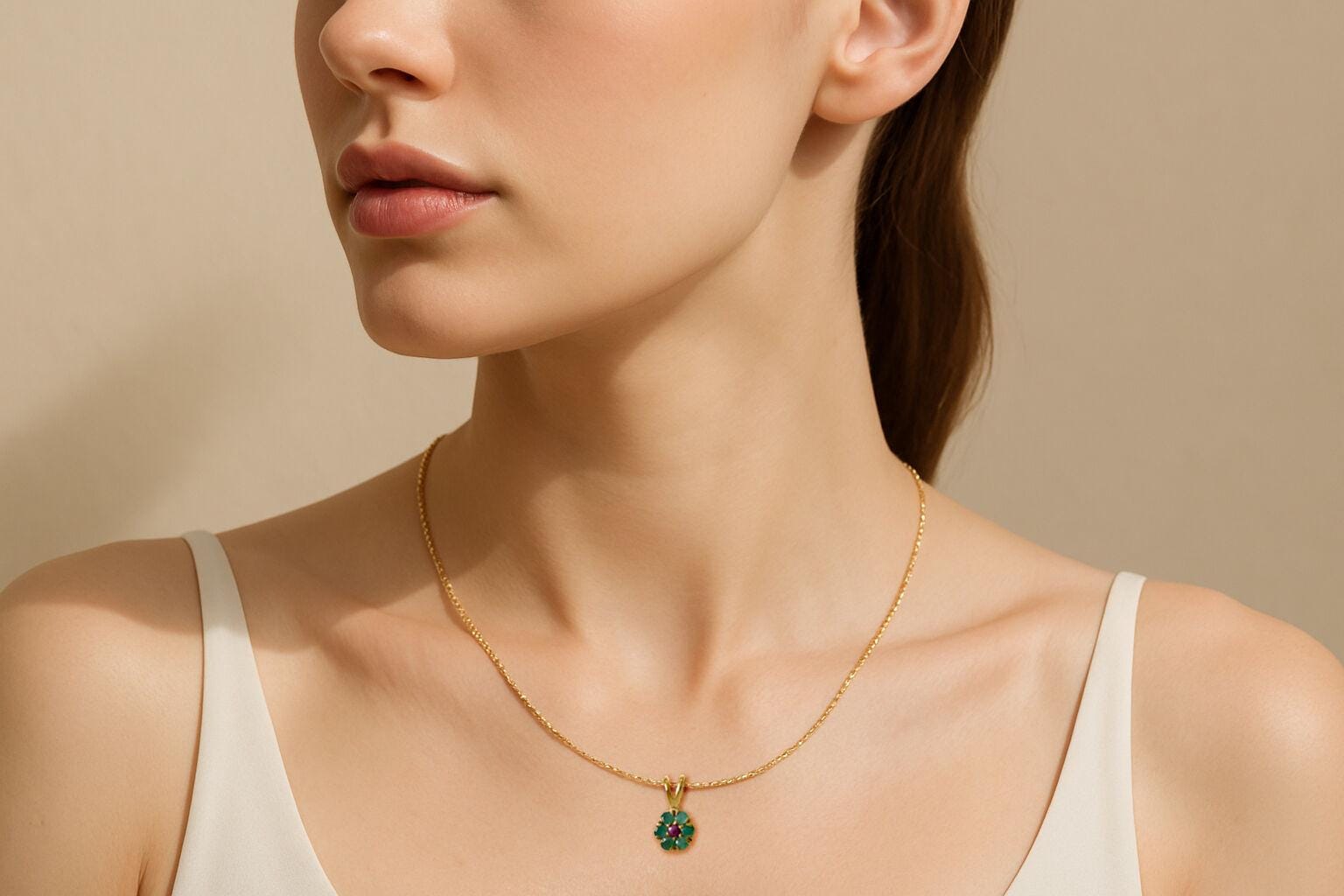Daisy London ムーンストーン 18Kゴールドヴェルメイユ ネックレス 