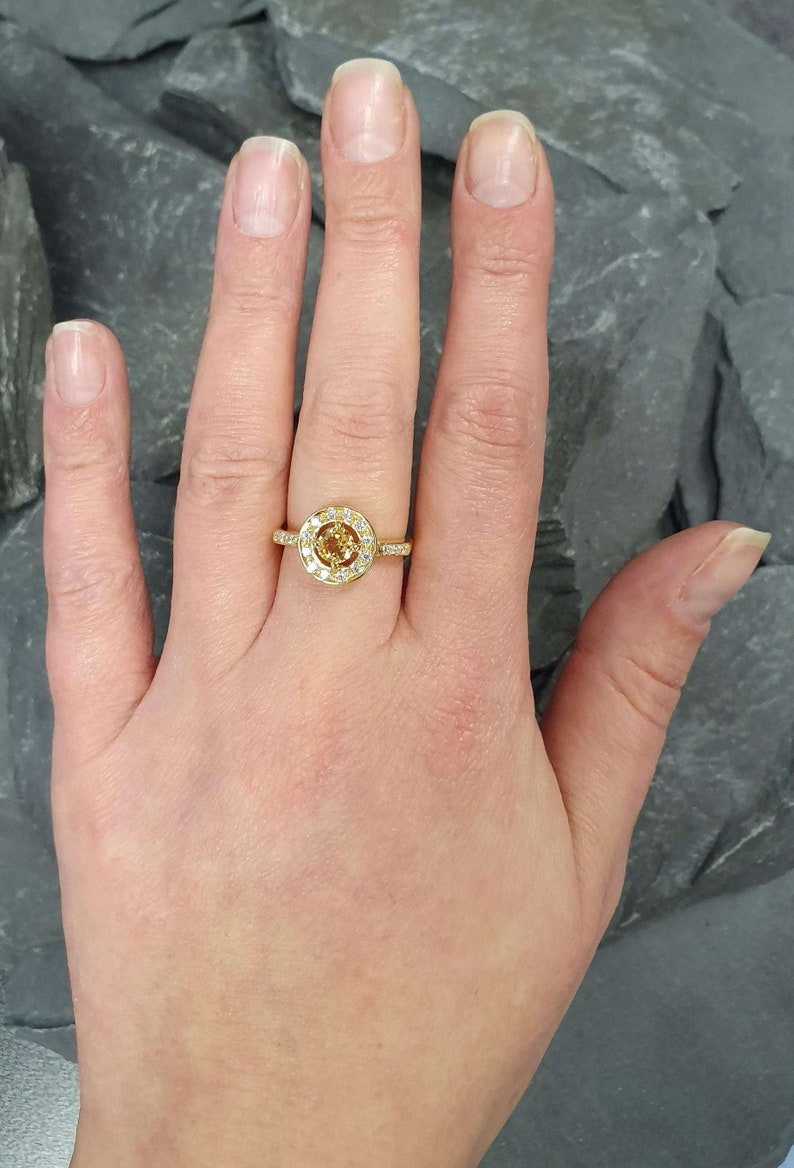 Gold Citrine Ring, Citrine Ring, Natural Citrine, November Ring, Gold Solitaire Ring, Vintage Gold Ring, Yellow Dimond Ring, 925 Silver Ring image 8