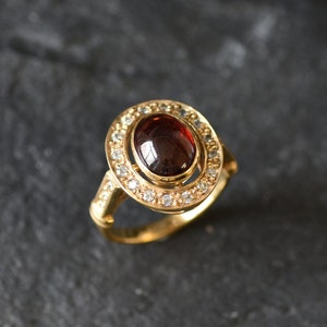 Gold Garnet Ring, Natural Garnet, Antique Ring, Red Garnet Ring, Red Vintage Ring, Gold Filled Ring, Statement Oval Ring, Gold Vermeil Ring image 2