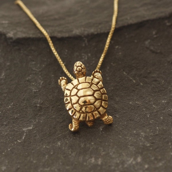 Gold Turtle Pendant, Tortoise Pendant, Gold Plated Pendant, Dainty Necklace, Ocean Pendant, Animal Pendant, Lucky Pendant, Vermeil Pendant