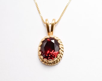 Gold Ruby Pendant, Created Ruby, Gold Vintage Pendant, Victorian Pendant, Red Ruby Pendant, Antique Pendant, Dainty Pendant, Gold Vermeil