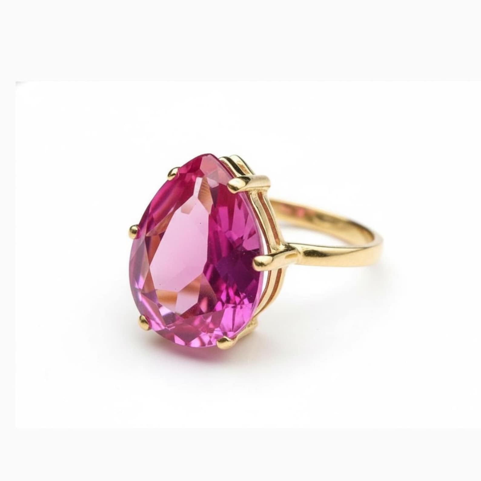 Gold Alexandrite Ring, Created Alexandrite, June Birthstone, Pink ...