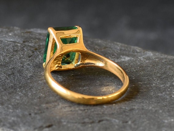 Gold Emerald Ring Created Emerald Antique Ring Green Square