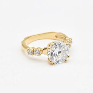 Gold CZ Ring, 4 carat Diamond, Created Diamond, Bridal Diamond Ring, Promise Ring, CZ Diamonds, Sparkly Ring, Solid Silver Ring, Diamonds