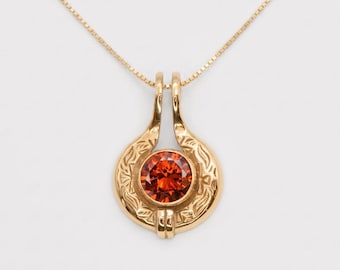 Gold Ruby Pendant, Created Ruby, Egyptian Pendant, Red Round Pendant, Gold Plated Pendant, Tribal Necklace, Vintage Pendant, Gold Vermeil