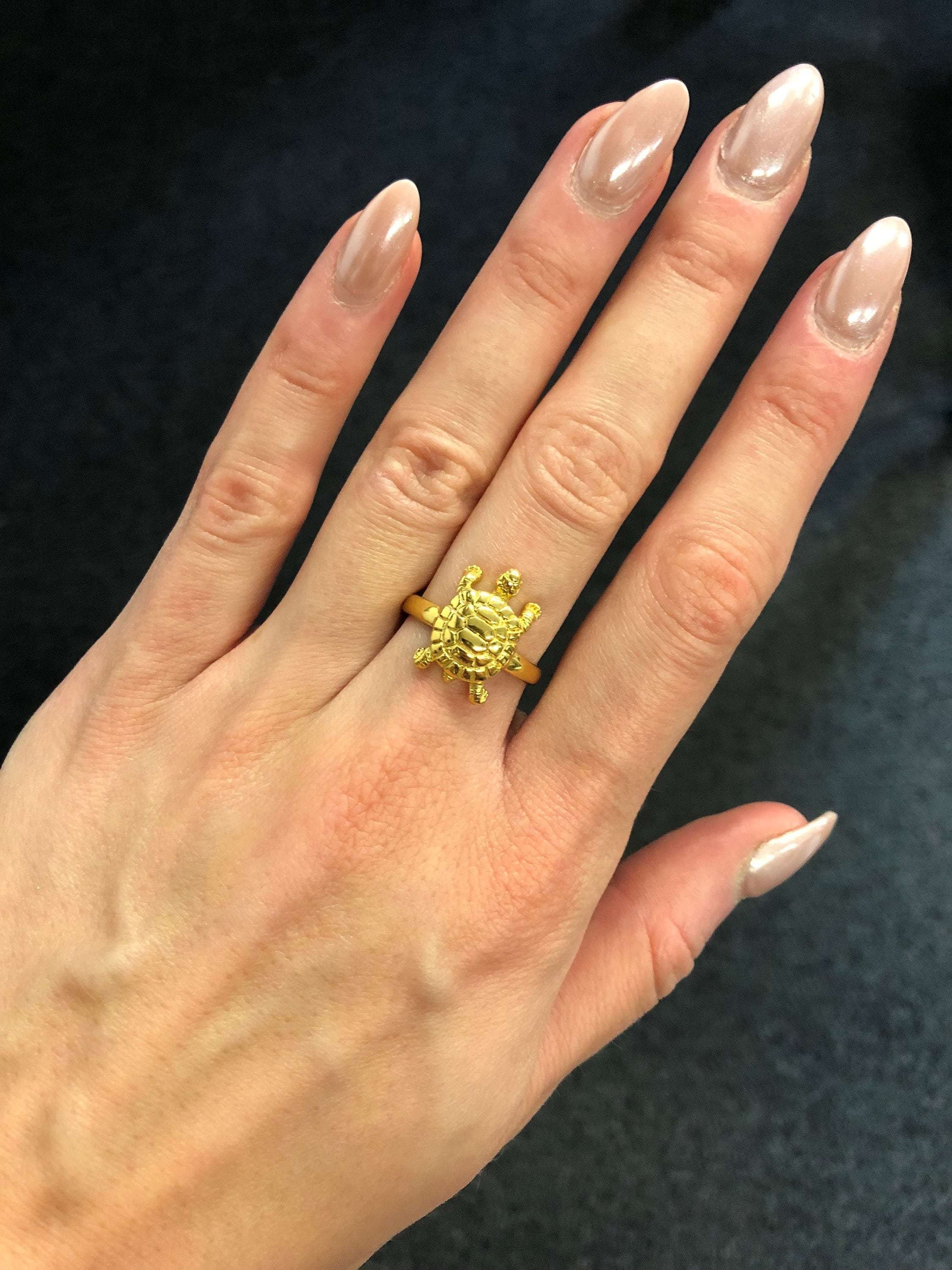 Gold Turtle Ring, Cute Animal Ring, Original Gold Ring