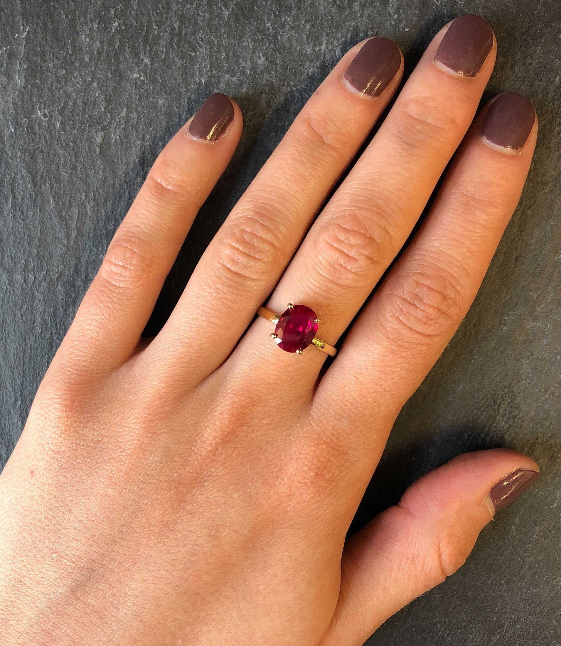 Gold Ruby Ring Created Ruby Engagement Ring Solitaire Ring Etsy UK