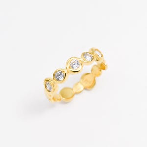 Gold Diamond Ring, Bubble Band, Created CZ Diamond, Gold Bubble Band, Vintage Ring, Boho Ring, Bohemian Band, Gold Plated Ring, Gold Vermeil