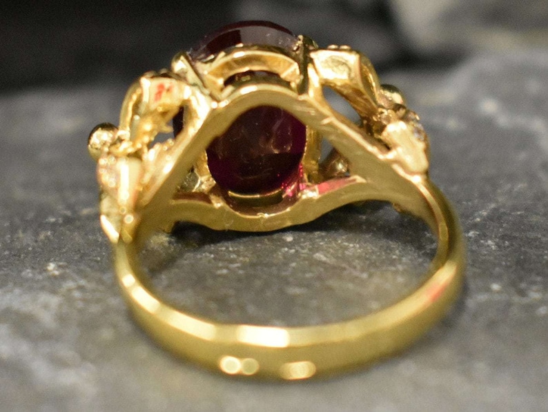 Gold Ruby Ring, Ruby Ring, Created Ruby, Gold Ribbon Ring, Vintage Ruby Ring, Red Diamond Ring, Ribbon Ring, Victorian Ring, 925 Silver Ring image 10