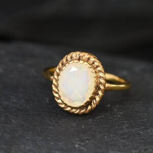 Gold Opal Ring, Ethiopian Opal Ring, October Birthstone, Victorian Ring, Fire Opal Ring, Rainbow Opal Ring, Genuine Opal Ring, Gold Vermeil image 2
