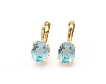 Gold Aquamarin Ohrringe, erstellt Aquamarin, Aquamarin Ohrringe, Gold Blau Ohrringe, Blau Diamant Ohrstecker, Blau Ohrringe, Vintage Ohrringe