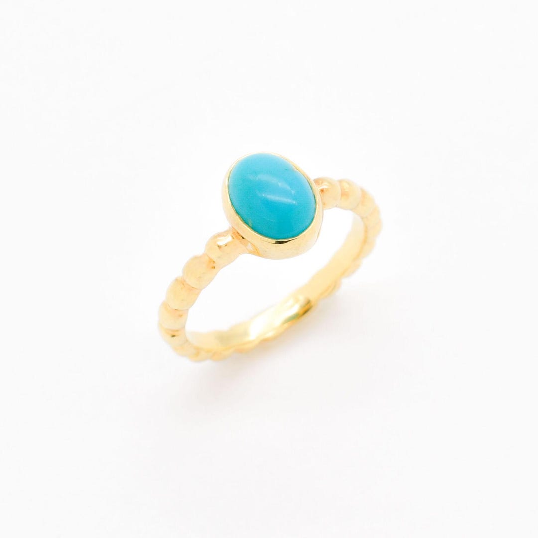 Gold Turquoise Ring, Natural Turquoise, Dainty Blue Ring, Stackable ...