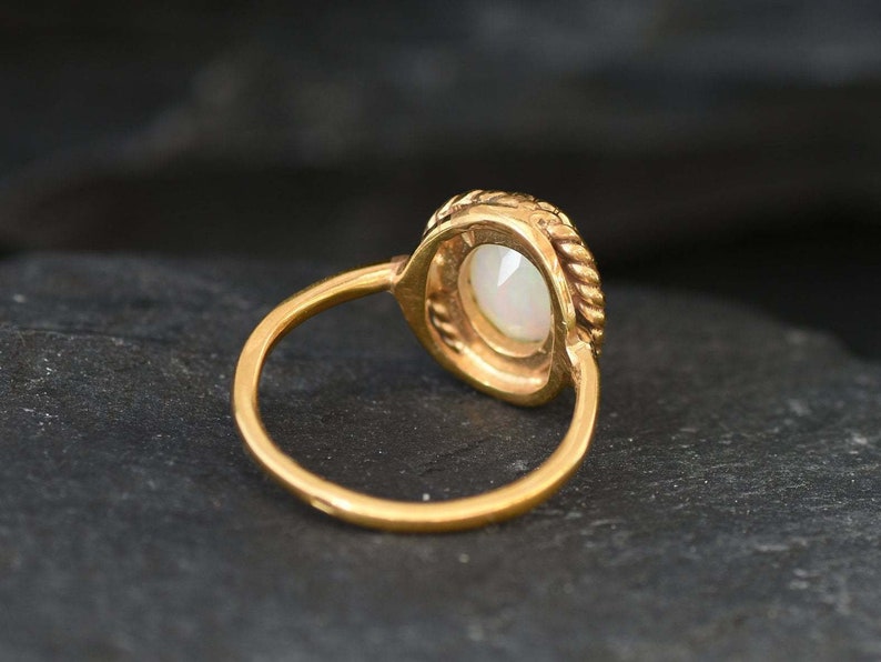 Gold Opal Ring, Ethiopian Opal Ring, October Birthstone, Victorian Ring, Fire Opal Ring, Rainbow Opal Ring, Genuine Opal Ring, Gold Vermeil image 9