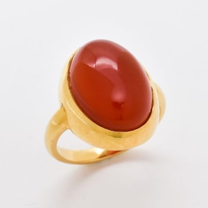 Gold Carnelian Ring, Natural Carnelian, Red Agate Ring, Large Red Ring, Red Statement Ring, Gold Cocktail Ring, Gift For Her, Gold By Adina