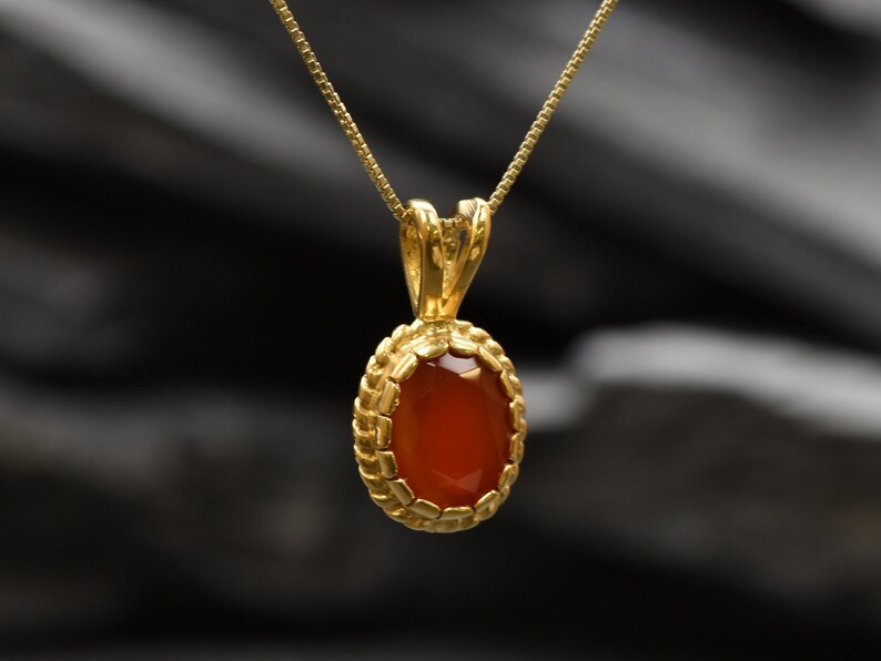 Gold Carnelian Necklace, Victorian Pendant, Natural Carnelian, Gold Carnelian Necklace, Red Agate Necklace, Carnelian Gift, Christmas Gift image 9