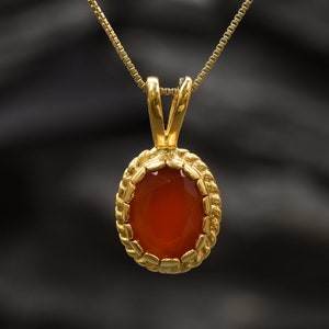 Gold Carnelian Necklace, Victorian Pendant, Natural Carnelian, Gold Carnelian Necklace, Red Agate Necklace, Carnelian Gift, Christmas Gift image 8