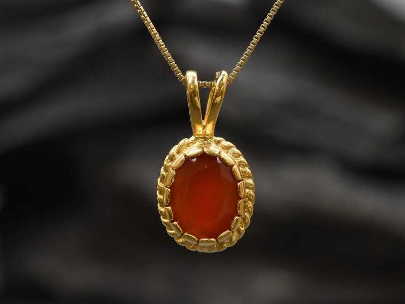 Gold Carnelian Necklace, Victorian Pendant, Natural Carnelian, Gold Carnelian Necklace, Red Agate Necklace, Carnelian Gift, Christmas Gift image 8