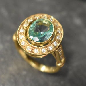 Aquamarine Ring, Created Aquamarine, Gold Victorian Ring, Gold Vintage Ring, Blue Diamond Ring, Victorian Ring, Vintage Ring, Silver Ring