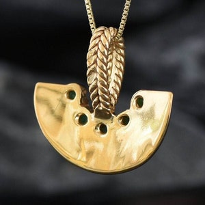 Gold Emerald Pendant, Natural Emerald Necklace, Crescent Pendant, Egyptian Pendant, Antient Pendant, Tribal Pendant, Gold Vermeil Necklace image 10