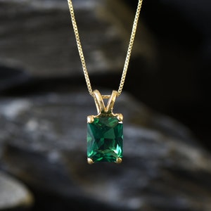 Gold Emerald Pendant Created Emerald Emerald Cut Pendant - Etsy