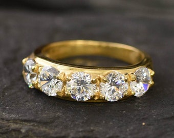 Gold Diamant Band, erstellt Diamant, breiter Ring, robuste Band, Diamantring, Statement Band, funkelnde Band, Gold Vermeil Ring, Verlobungsring