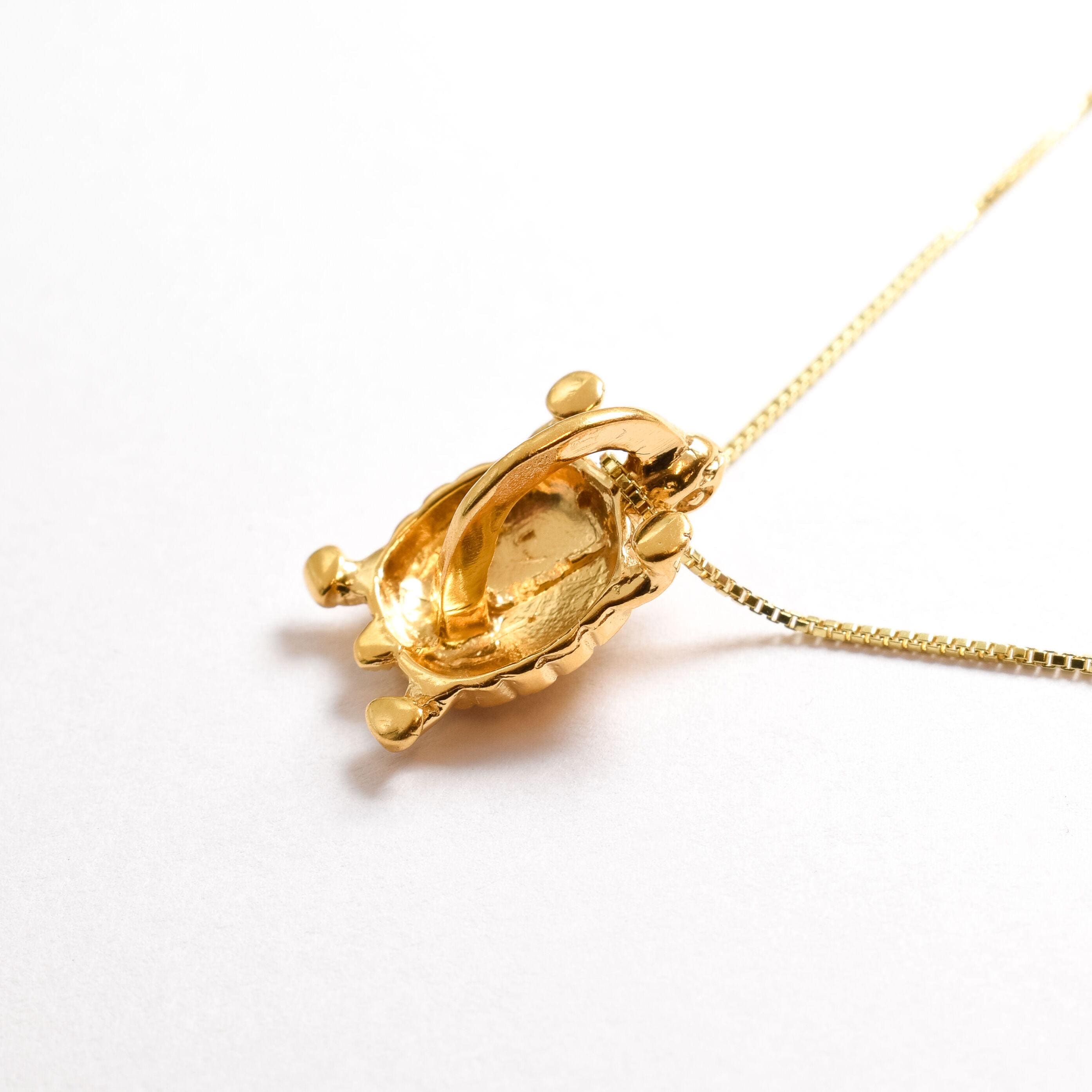 Gold Turtle Pendant, Tortoise Pendant, Gold Plated Pendant, Dainty
