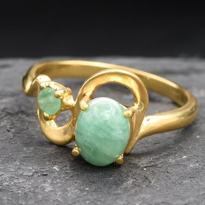 Anillo de oro y esmeralda, anillo de esmeralda vintage, esmeralda natural, anillo de esmeralda auténtica, piedra de nacimiento de mayo, anillo bohemio, anillo de aniversario, vermeil de oro imagen 7