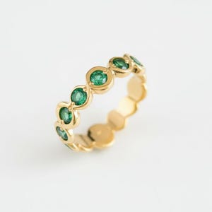 Gold Emerald Ring, Bubble Ring, Created Emerald, Gold Emerald Ring, Boho Ring, Emerald Ring, 18K Gold Ring, Green Emerald Ring, Gold Vermeil
