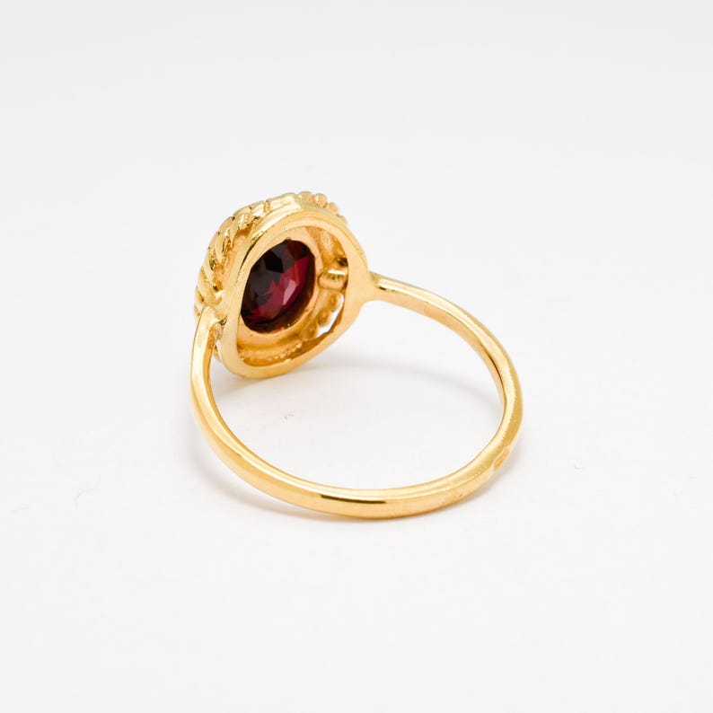 Gold Ruby Ring, Gold Victorian Ring, Created Ruby, Gold Vintage Ring, Red Ruby Ring, Gold Antique Ring, Red Diamond Ring, Gold Vermeil Ring image 8