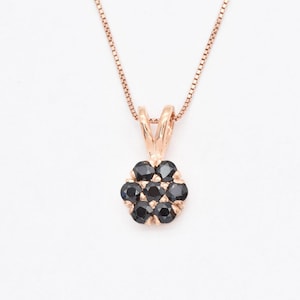 Gold Onyx Pendant, Natural Onyx, Black Flower Necklace, Rose Gold Necklace, Pink Chain Necklace, Gift For Her, Bands By Adina