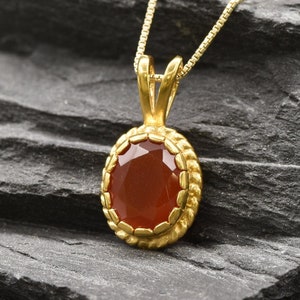 Gold Carnelian Necklace, Victorian Pendant, Natural Carnelian, Gold Carnelian Necklace, Red Agate Necklace, Carnelian Gift, Christmas Gift image 3