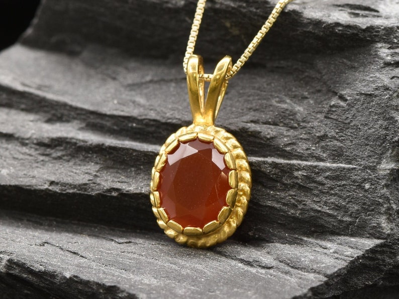 Gold Carnelian Necklace, Victorian Pendant, Natural Carnelian, Gold Carnelian Necklace, Red Agate Necklace, Carnelian Gift, Christmas Gift image 3