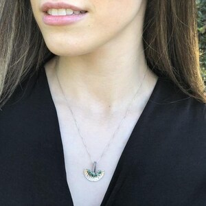 Gold Emerald Pendant, Natural Emerald Necklace, Crescent Pendant, Egyptian Pendant, Antient Pendant, Tribal Pendant, Gold Vermeil Necklace image 2