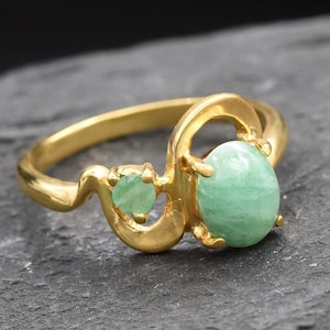 Anillo de oro y esmeralda, anillo de esmeralda vintage, esmeralda natural, anillo de esmeralda auténtica, piedra de nacimiento de mayo, anillo bohemio, anillo de aniversario, vermeil de oro imagen 8