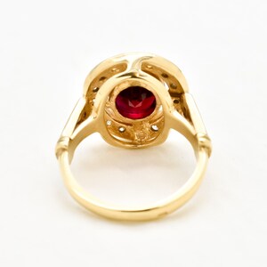 Gold Ruby Ring, Ruby Ring, Created Ruby, Gold Victorian Ring, Red Diamond Ring, Red Ruby Ring, Antique Ring, 14K Gold Ring, 925 Silver Ring image 10