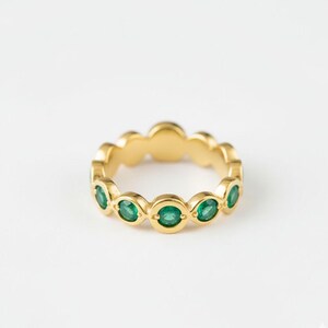 Gold Emerald Ring, Bubble Ring, Created Emerald, Gold Emerald Ring, Boho Ring, Emerald Ring, 18K Gold Ring, Green Emerald Ring, Gold Vermeil