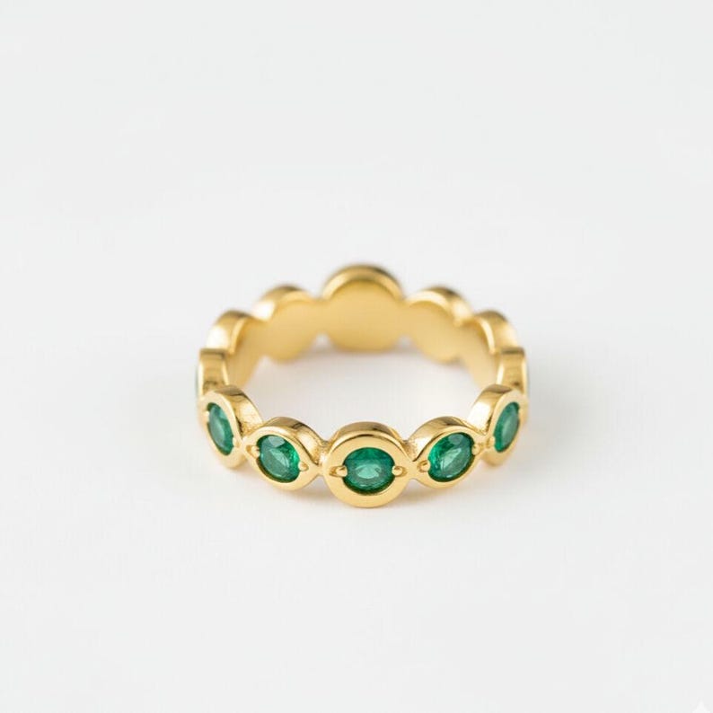 Gold Emerald Ring, Bubble Ring, Created Emerald, Gold Emerald Ring, Boho Ring, Emerald Ring, 18K Gold Ring, Green Emerald Ring, Gold Vermeil