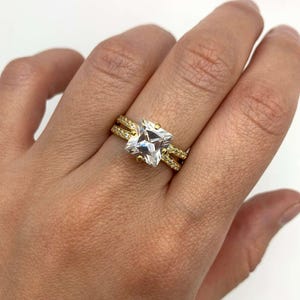 Bague diamant en or, diamant créé, pierre de naissance d&#39;avril, bague de fiançailles en or, bague de proposition en or, bague de mariée en or, bague carrée en or, diamant
