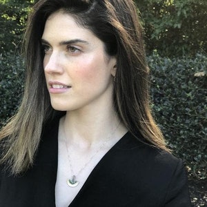 Gold Emerald Pendant, Natural Emerald Necklace, Crescent Pendant, Egyptian Pendant, Antient Pendant, Tribal Pendant, Gold Vermeil Necklace image 9