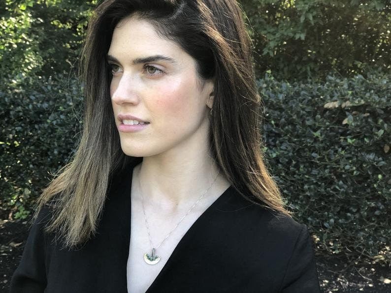 Gold Emerald Pendant, Natural Emerald Necklace, Crescent Pendant, Egyptian Pendant, Antient Pendant, Tribal Pendant, Gold Vermeil Necklace image 9