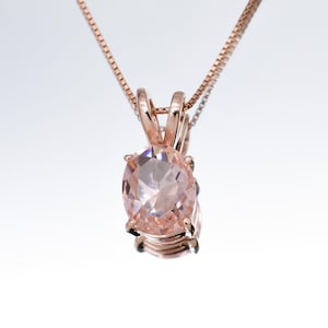 Rose Gold Morganite Necklace, Created Morganite, Pink Diamond Necklace, Pink Stone Necklace, Morganite Pendant, Gift For Mom, Gold By Adina