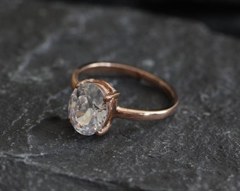 Rose Gold Ring, Created CZ Diamond, Proposal Ring, 3 Carat Ring, Engagement Ring, Promise Ring, Diamond Ring, Gold Plated Ring, Vermeil Ring
