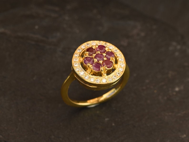Gold Ruby Ring Natural Ruby Ring Gold Flower Ring Vintage - Etsy