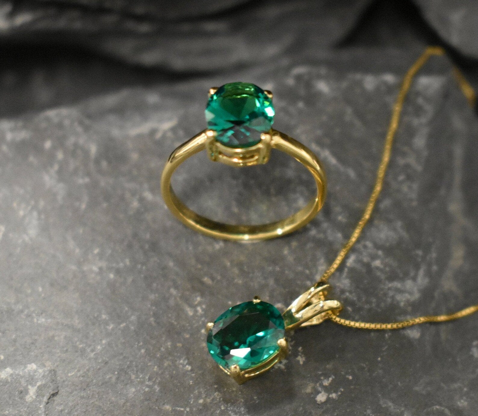Gold + Emerald Mel Ring