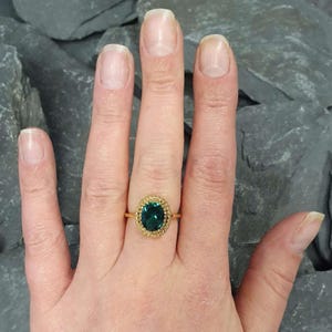 Gold Emerald Ring, Created Emerald, Antique Ring, Gold Plated Ring, Green Vintage Ring, Oval Ring, Gold Vermeil Ring, Green Emerald Ring image 11